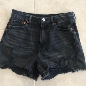 Distressed, high waisted, mom jean shorts